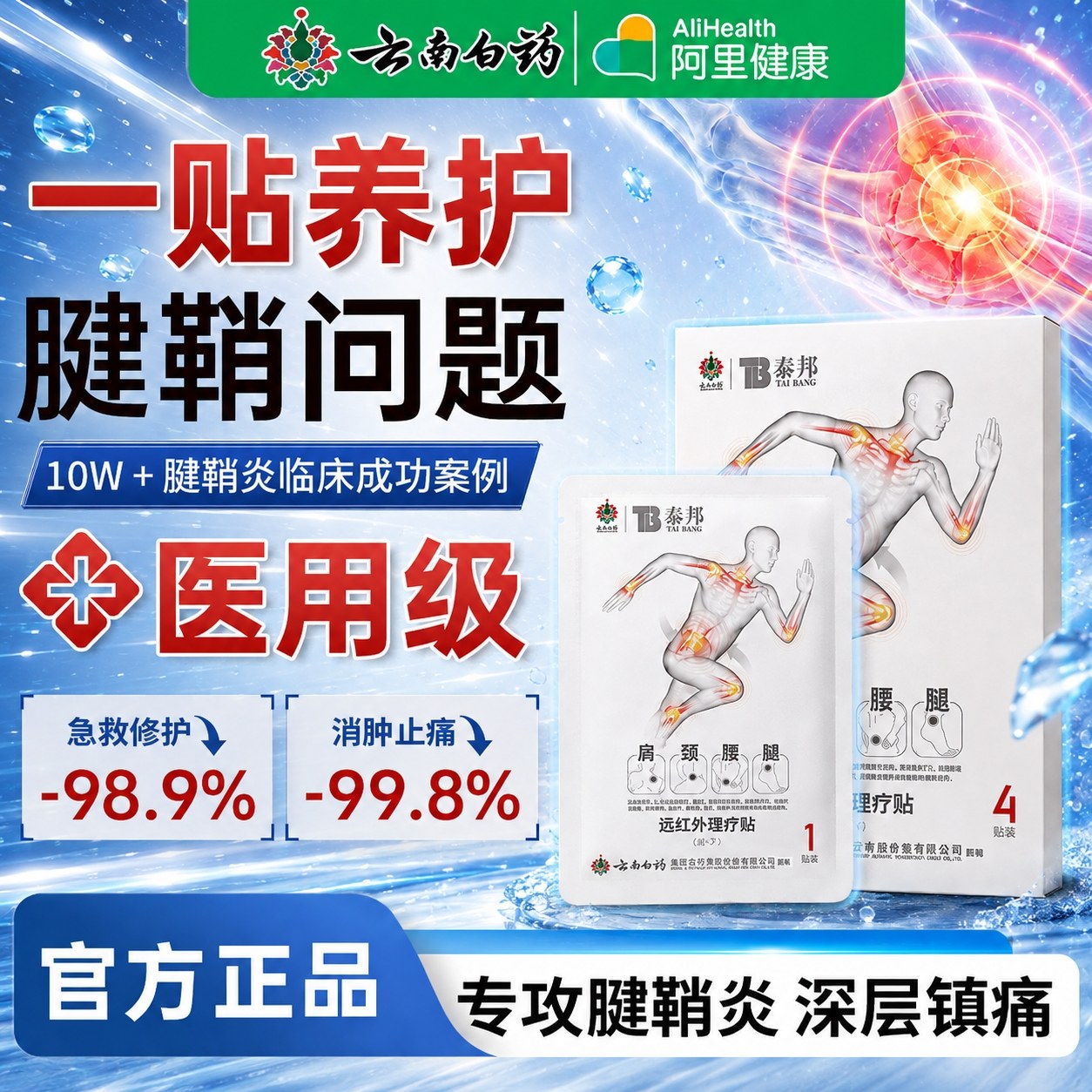 云南白药腱鞘炎膏贴手指关节疼痛专用护腕手腕大拇指热敷贴膏