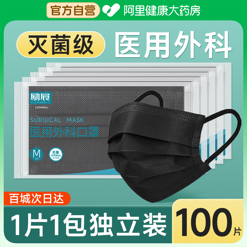 灭菌黑色口罩医用外科一次性医疗男潮款明星同款薄款成人2024新款-封面