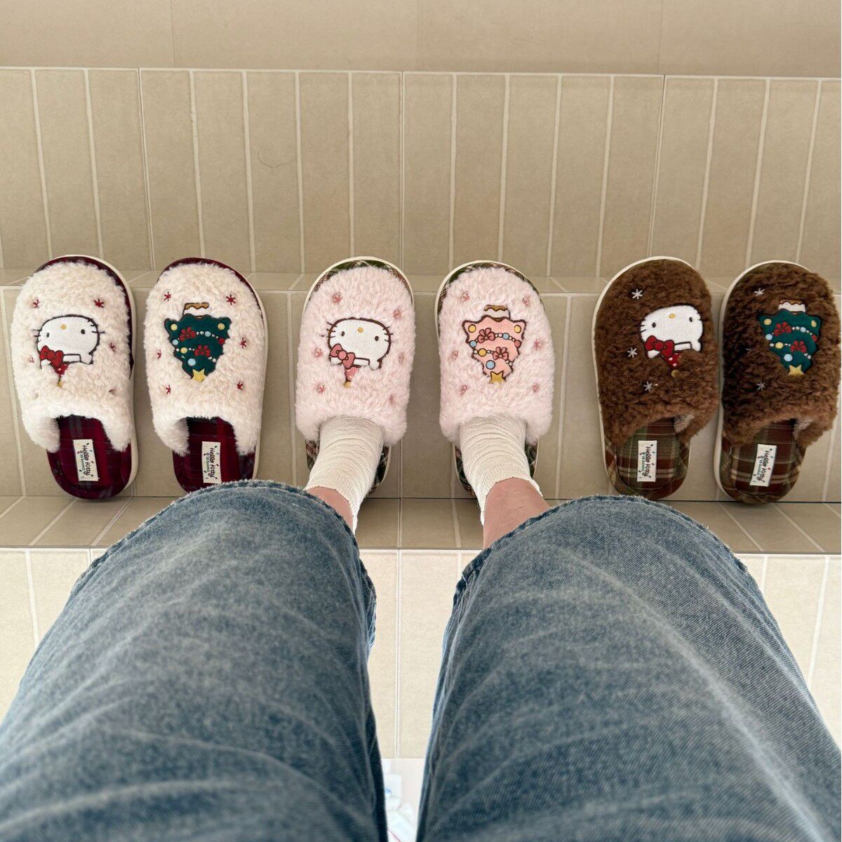 三丽鸥正版kitty棉拖鞋女秋冬季加绒保暖毛拖鞋居家防滑毛绒拖鞋