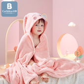 儿童浴巾斗篷冬加厚比纯棉吸水婴儿洗澡男女宝Q宝浴袍连帽专用大