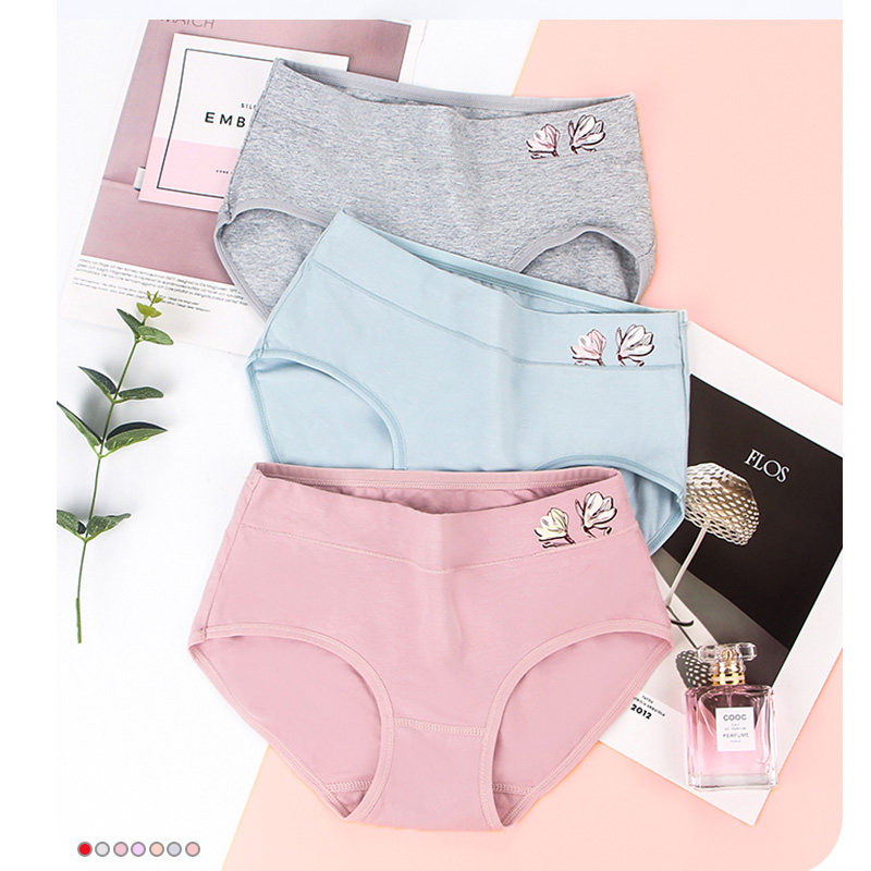 内裤女纯棉抑菌100%全棉裆透气少女中腰加大码高腰妈妈收腹三角裤