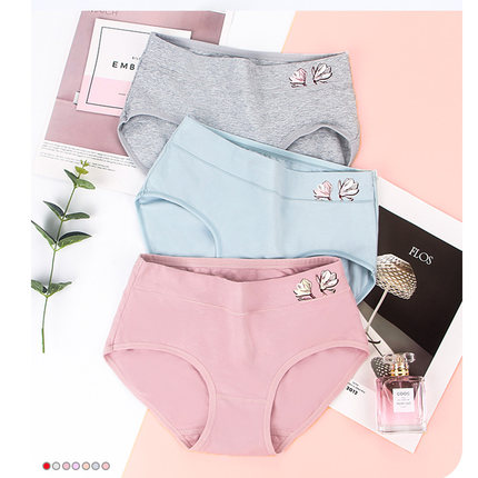 内裤女纯棉抑菌100%全棉裆透气少女中腰加大码高腰妈妈收腹三角裤