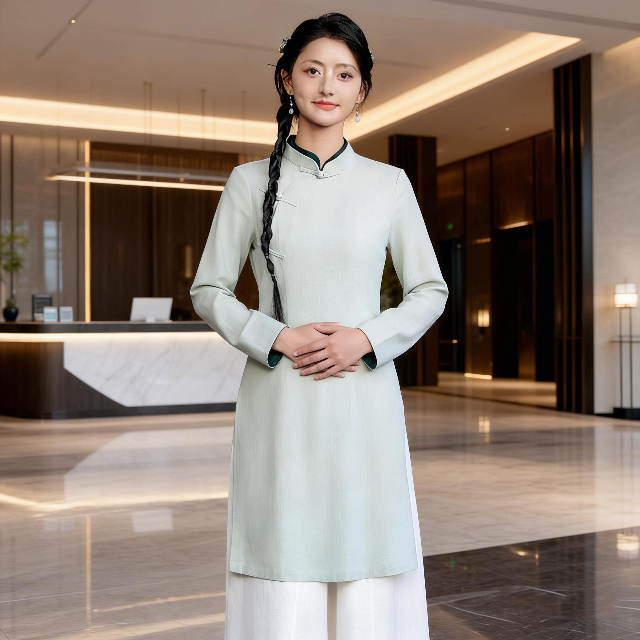 新中式国风高端养生馆工作服女装2026新款棉麻套装茶服茶艺师服装