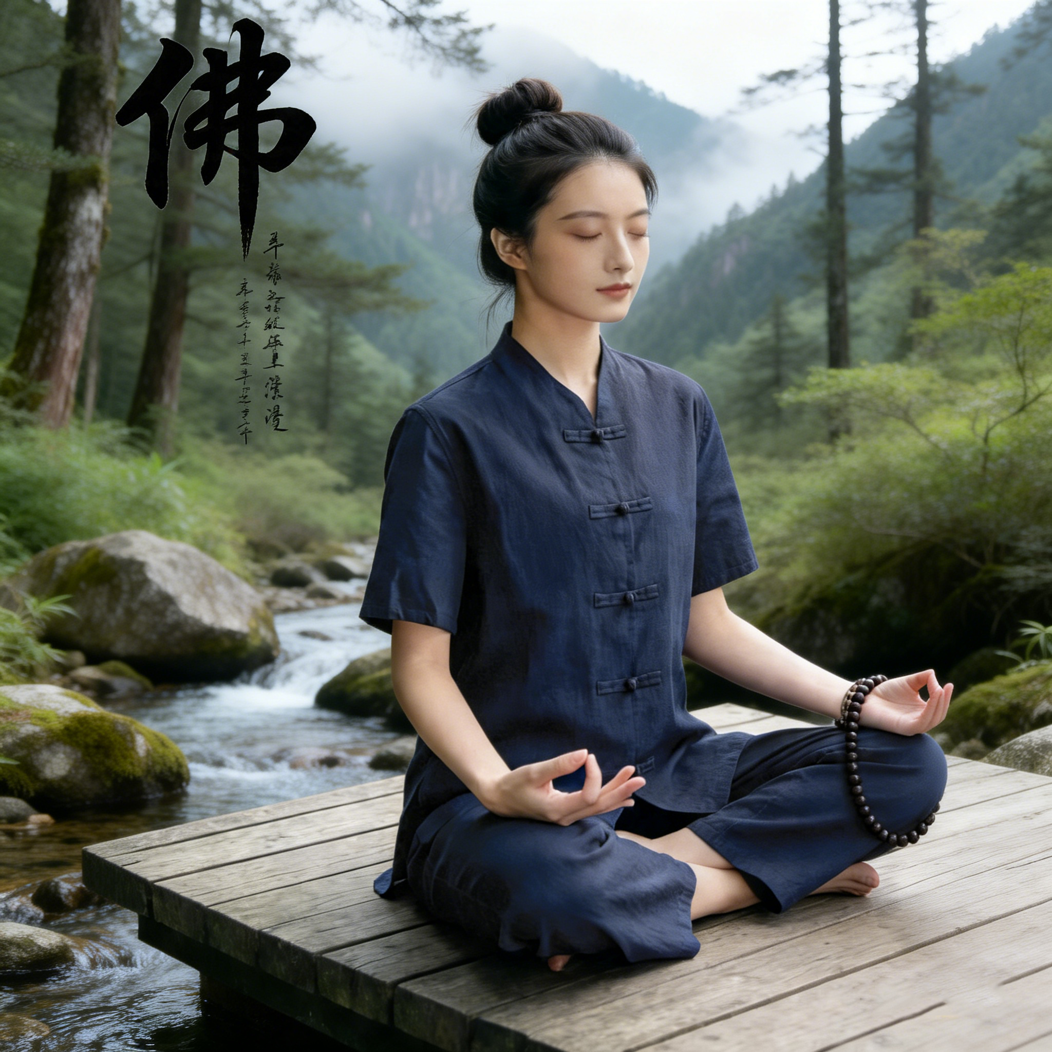 定制新中式国风修行禅服女棉麻套装大码唐装禅修服素衣居士服女款