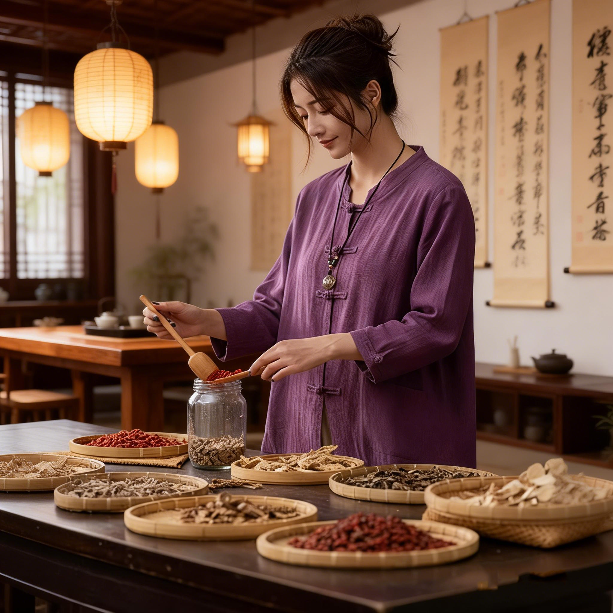 中式高端中医馆工作服女春秋棉麻开衫养生馆推拿艾灸理疗师服装
