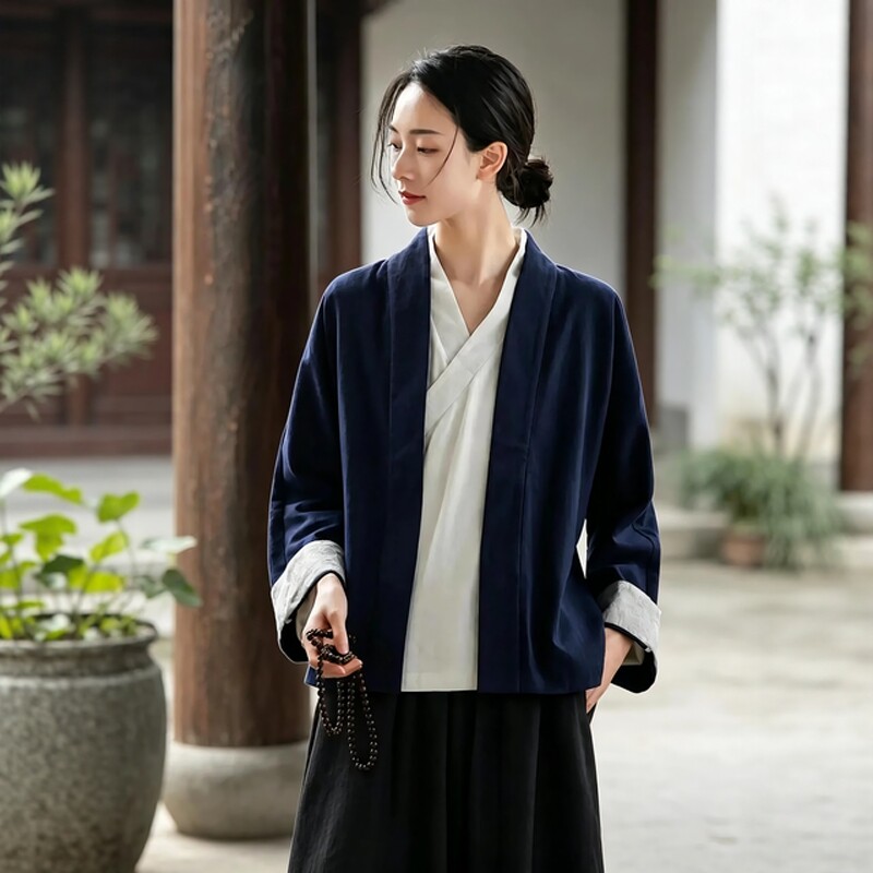 秋季中式居士禅修服改良唐装棉麻汉服开衫外套禅茶服禅意佛系女装