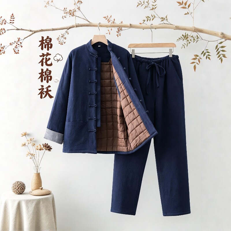 冬季新款中医养生师服装加厚棉花唐装棉袄中式国风棉衣工作服男款