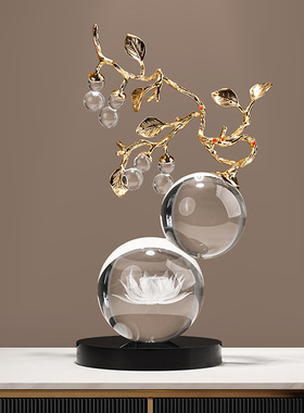 招财水晶葫芦摆件轻奢高档客厅酒柜办公室家居装饰品搬家乔迁礼物