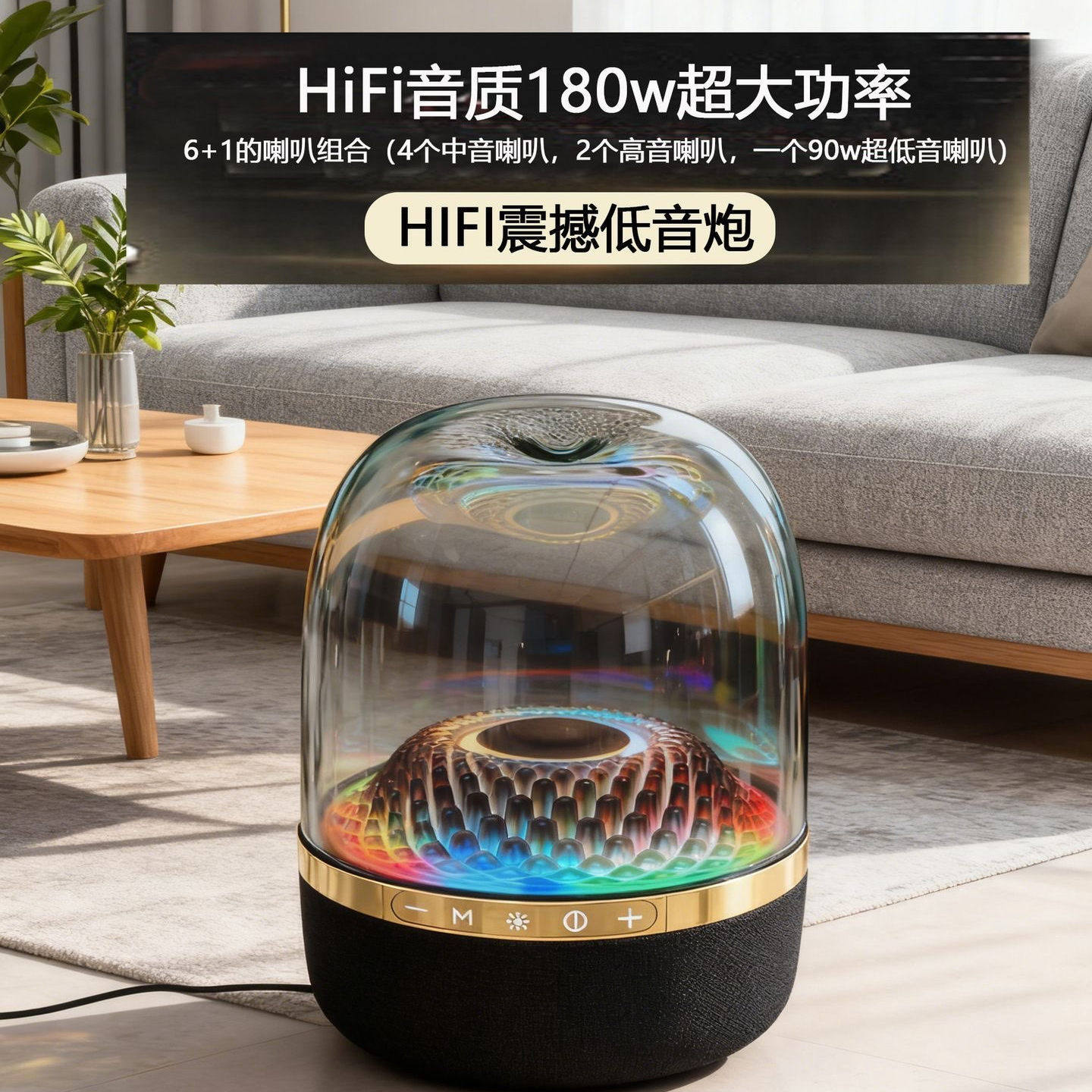 华强北顶配版M9UItra黑金琉璃4代超重低音炮手机家庭插电款音箱