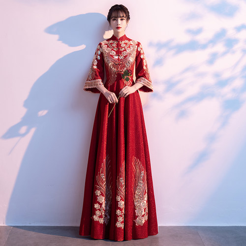 速发新中式敬酒服新娘旗袍2秋25新款结婚回门秀禾服礼服裙高级感0