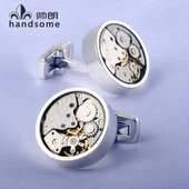 袖 机芯齿轮袖 口扣送礼盒 法式 衬衫 扣创意手表造型陀飞轮袖 钉男正装