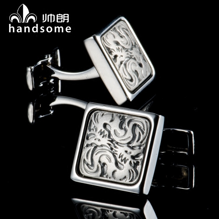 复古雕花银白色袖钉男袖扣商务正装法式衬衫扣高档袖口扣送礼盒装