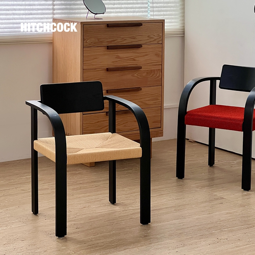 Hitchcock简约真皮编绳餐椅实木