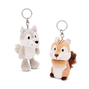 德国NICI森林朋友温尼狼花栗鼠钥匙扣宝宝小挂件狼毛绒玩偶挂饰