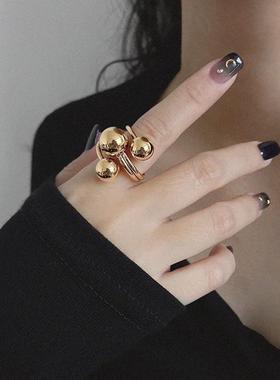 新款夸张圆球戒指女时尚不规则