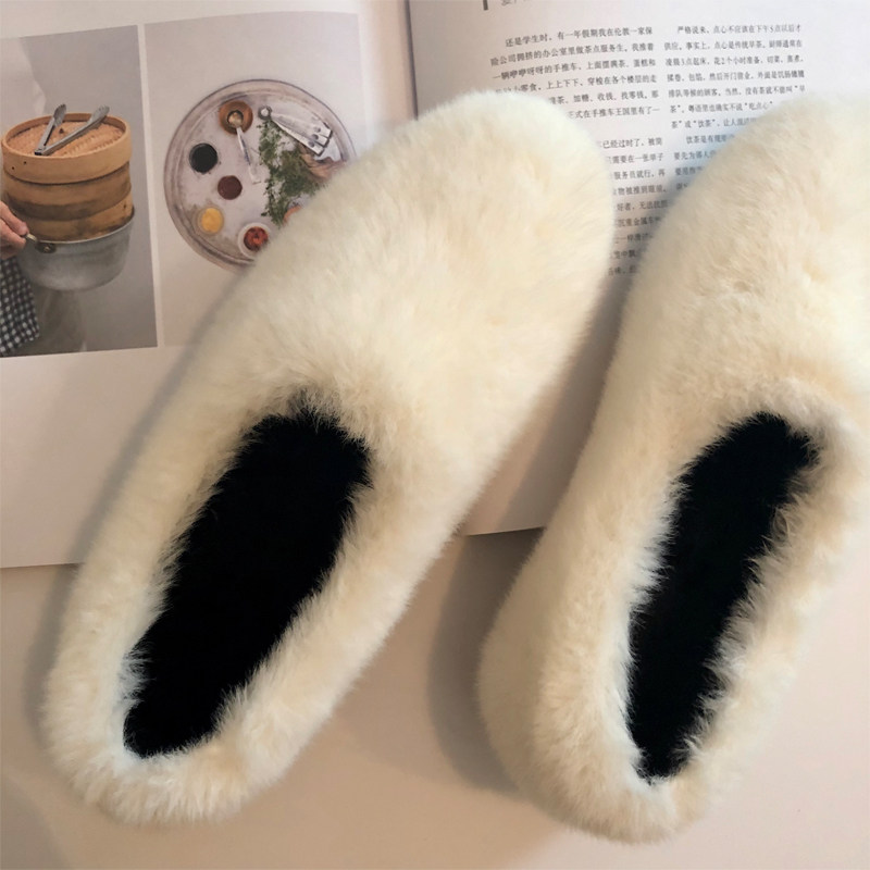 2025秋冬季白色毛毛鞋女外穿网红温柔风单鞋一脚蹬内增高加绒豆豆,女鞋,浅口单鞋,淘宝优惠券,粉丝福利购,淘宝优惠卷