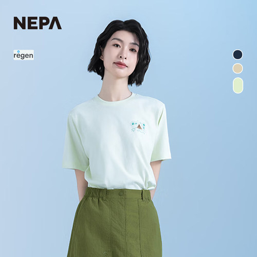 NEPA25夏季女士印花圆领短袖T恤