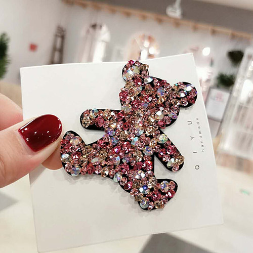 ins韩版网红小熊ＢＢ发夹水钻