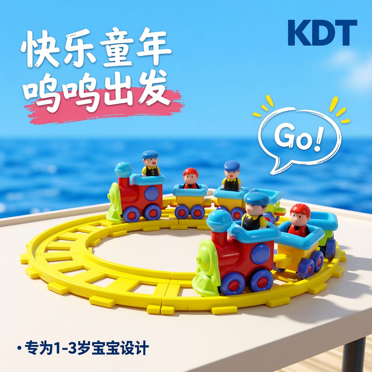 KDT儿童轨道车玩具电动小火车宝宝益智拼接轨道带音效小汽车1-3岁