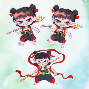 个性卡通动漫魔童哪吒印刷布贴儿童衣服背包装饰diy布料补丁手缝