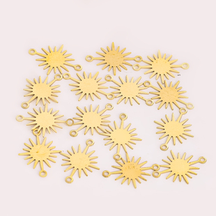 Diy铜制太阳吊坠星辰手链项链散珠门帘珠帘风铃配件双孔装饰挂件