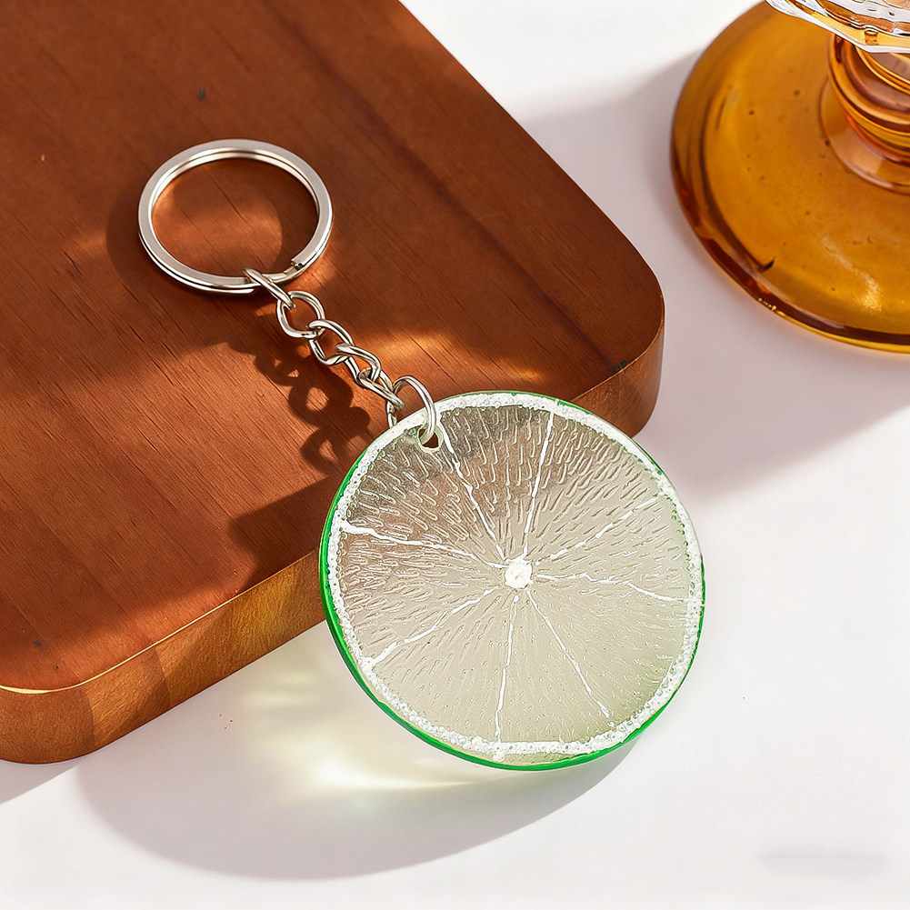 创意甜美仿真青柠片钥匙扣背包树脂仿真食物挂件搞怪柠檬挂件装饰