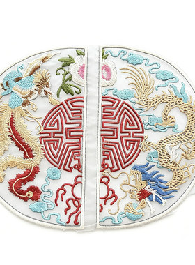 古风网纱龙凤刺绣布贴