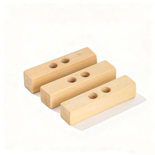 原木色简约长条木质纽扣手缝款 饰品配件 长方形两孔扣子diy衣服装