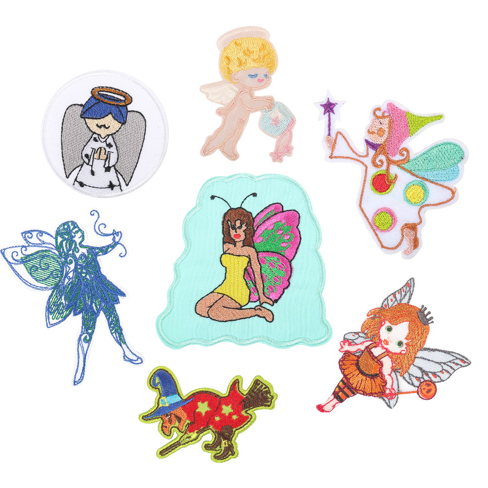 卡通天使巫女仙女绣花贴个性衣服裤子装饰刺绣布贴破洞手缝补丁贴