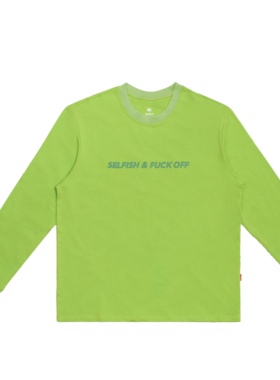 SELFISH自私 经典logo 脏话长袖T恤情侣款设计师潮牌圆领情侣打底
