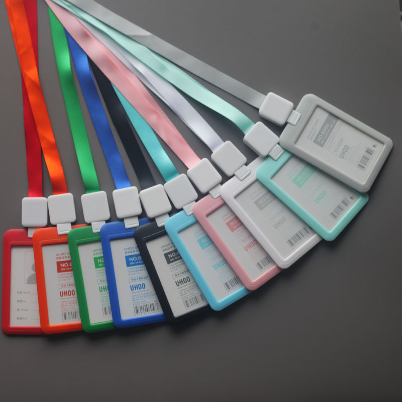 优和6056单面透明工作牌卡套学生公交卡员工展会胸牌卡可拉伸挂绳