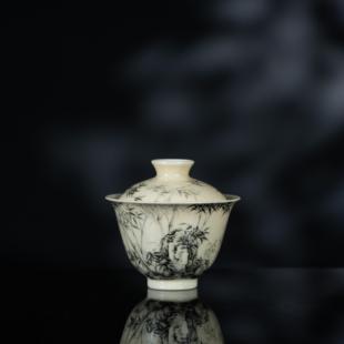 溢珍堂 画境石竹盖碗 150cc 瓷器茶周边茶具