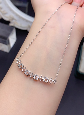 s925纯银精品锁骨链空托未镶嵌方3×3可代镶嵌可定制