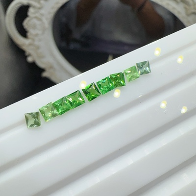 绿色裸石渐变沙弗莱公主方3mm 7颗碧玺2颗共9颗DIY私人高级定制