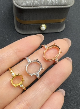 精工新款戒托925纯银戒指空托代加工镶嵌4*6-10*14-15*20mm