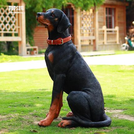 仿真狼狗模型罗威纳犬摆件户外园林创意景观家居庭院动物装饰雕塑