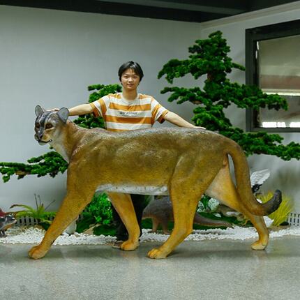 玻璃钢仿真金猫雕塑动物摆件草坪公园景区保护区户外园林景观装饰