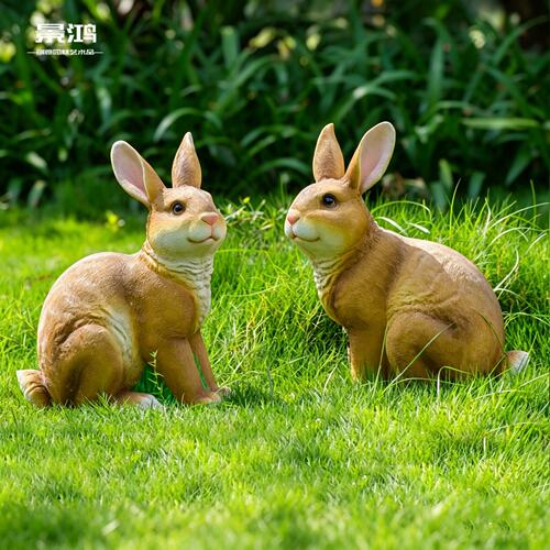 仿真玻璃钢兔子雕塑户外庭院花园草坪装饰摆件园林景观小动物造景