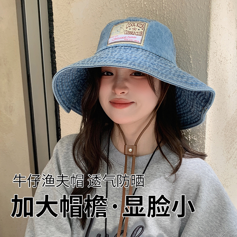 宽帽檐水洗牛仔渔夫帽男女情侣