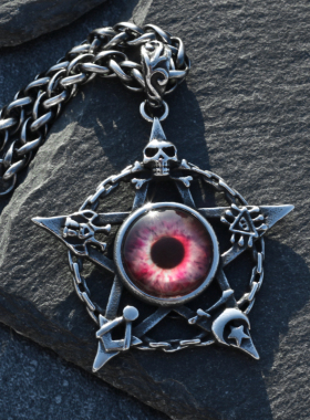 轻奢个性上帝之眼五芒星吊坠挂链男嘻哈ins复古潮人钛钢项链单身
