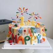 礼花生日蛋糕装 饰插件网红气泡数字爱心星星月亮硅胶模具摆件