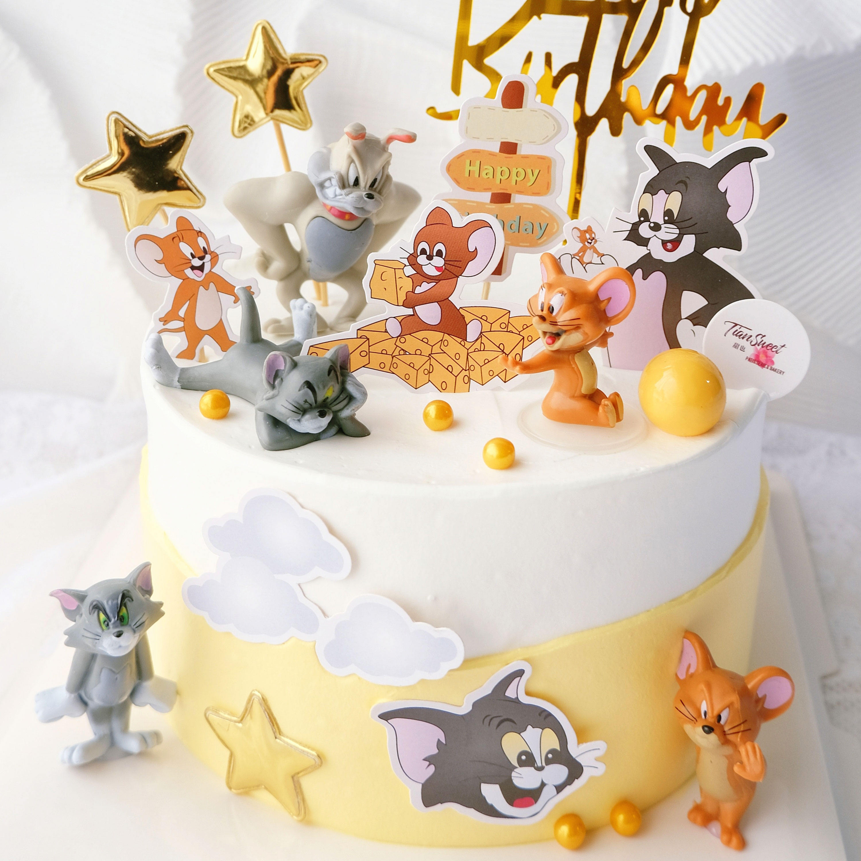 猫和老鼠生日蛋糕装饰摆件
