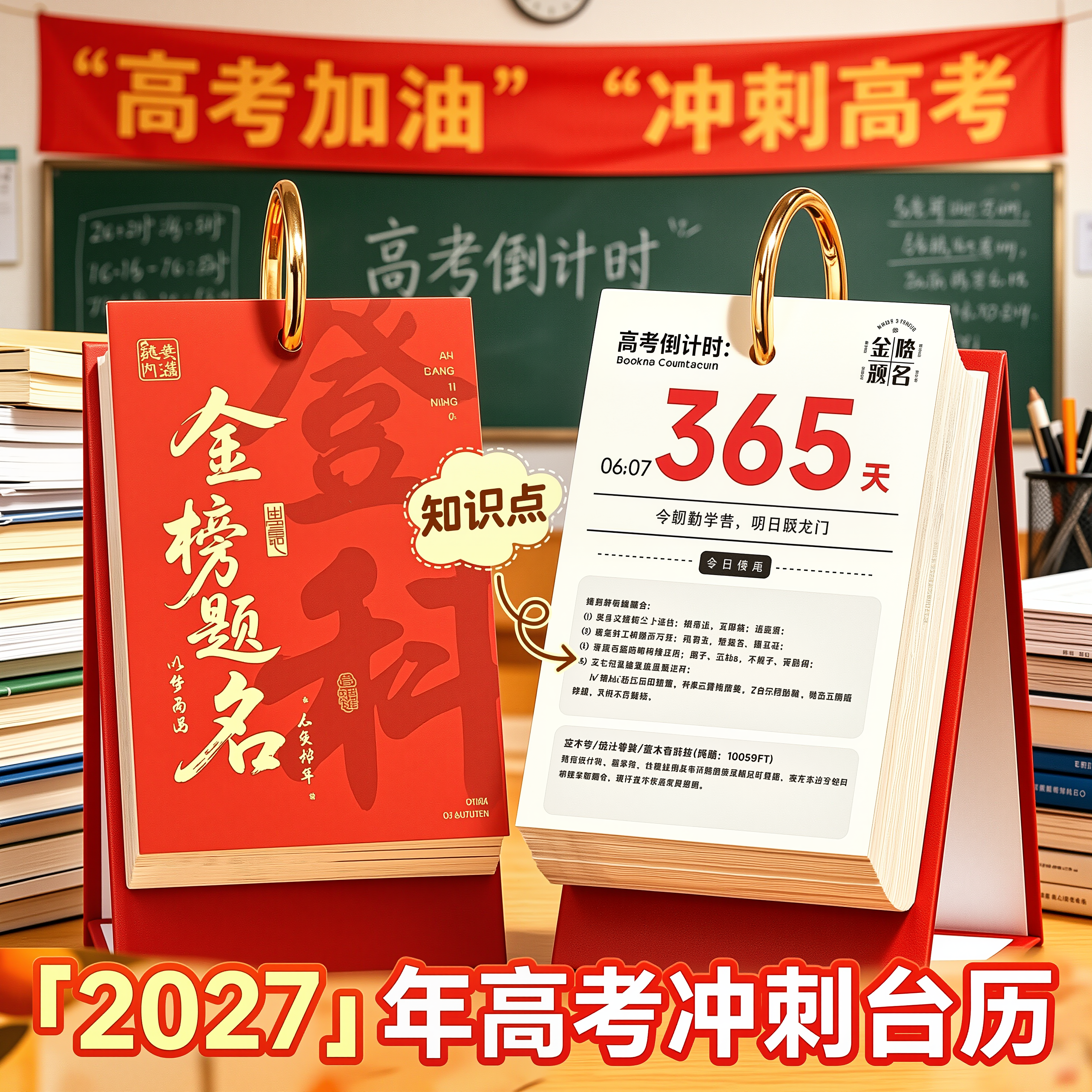 2027年高考倒计时日历学生专用手撕款提醒牌励志2026新款台历每日一撕桌面摆件创意翻页一天一页周历自律打卡