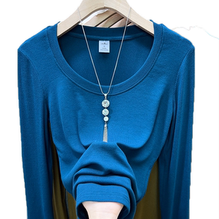 莫代尔长袖t恤女2025年秋冬新款修身螺纹打底衫韩版显瘦外穿上衣