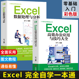 Excel数据处理与分析 Excel高效办公应用与技巧大全 表格制作函数计算机应用基础知识电脑自学自动化教程办公应用 全2册