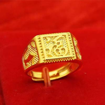 不掉色福字霸气风可调节金戒指