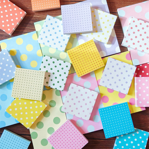 手帐便签彩色波点韩系无粘性