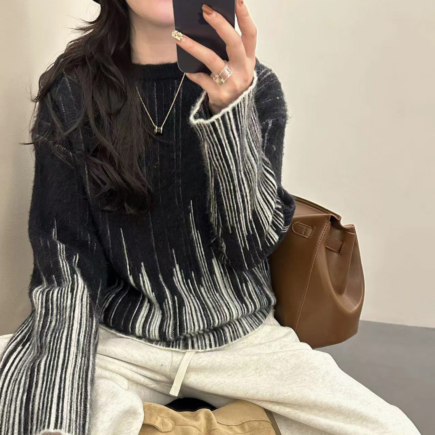 2025秋冬新款韩版宽松显瘦慵懒风针织衫女百搭毛衣外套上衣女