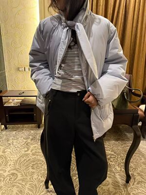 自留推荐～设计师品牌SR时髦系带领羽绒外套女秋冬