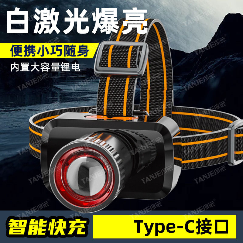 跨境新款钓鱼灯工作灯强光头灯大功率远射变焦长续航头灯户外骑行